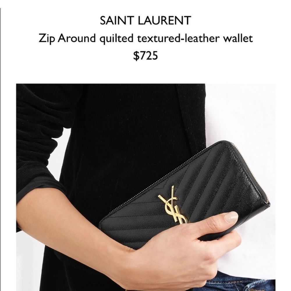 SAINT LAURENT Zip Around textured-leather wallet